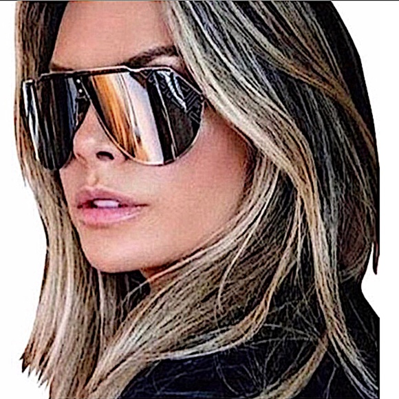 FENDI  Eyeline Ffm0075s 0j5g Brown Gold Print Mirror Shield unisex Sunglasses main image 15